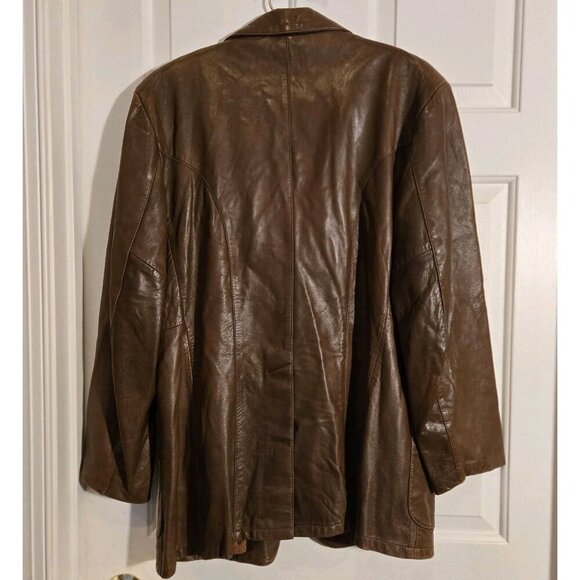 Vintage Remy Leather Blazer Mens 44 Brown Soft Pockets Lined Button Jacket - Picture 4 of 10